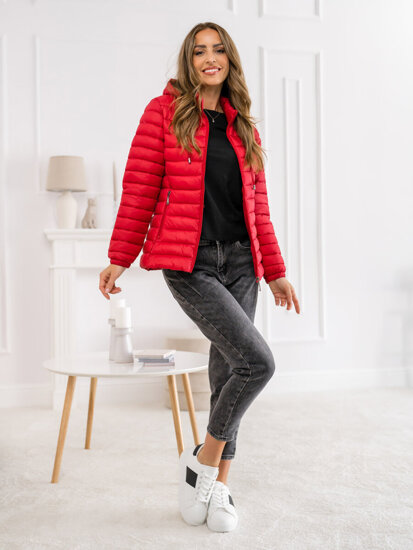 Women's Quilted Lightweight Jacket with hood Red Bolf 16M9101