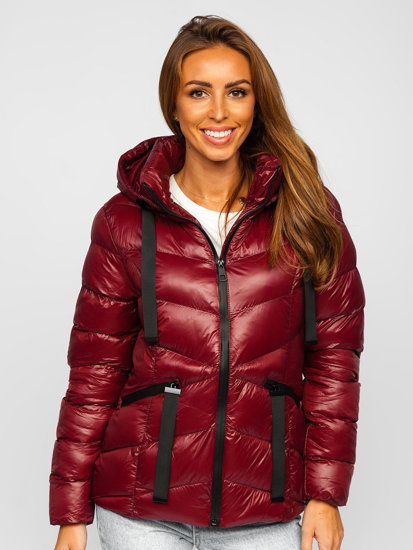 Women's Quilted Winter Hooded Jacket Claret Bolf 23066