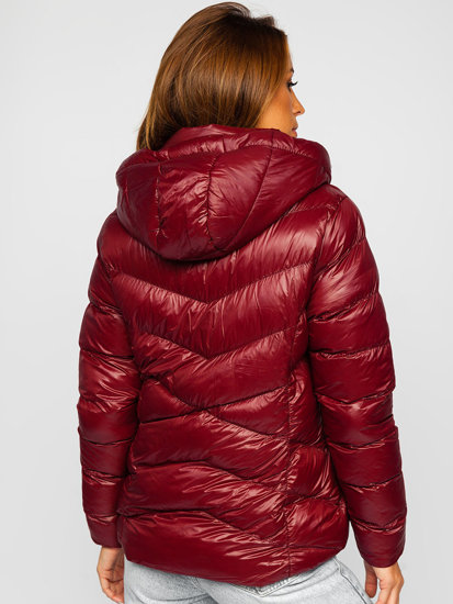 Women's Quilted Winter Hooded Jacket Claret Bolf 23066