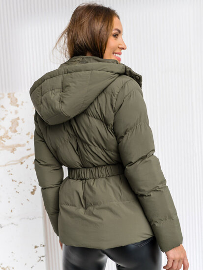 Women's Quilted Winter Hooded Jacket Khaki Bolf 23060