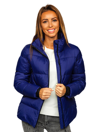 Women's Quilted Winter Jacket Navy Blue Bolf 23059