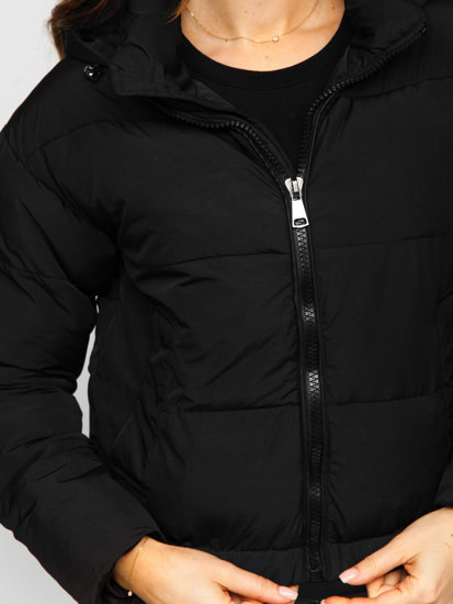 Women's Quilted Winter Jacket with Hood Black Bolf 16M9080