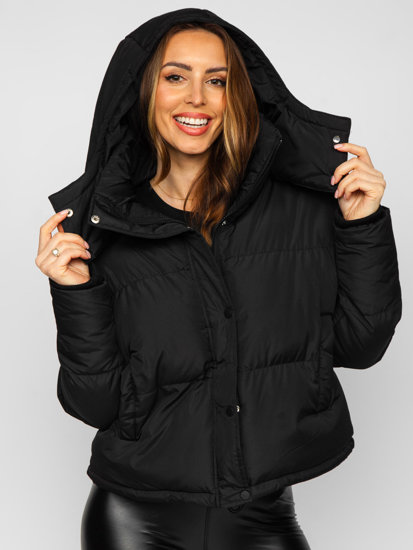 Women's Quilted Winter Jacket with Hood Black Bolf 5M3117