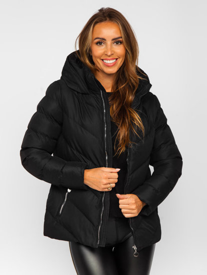 Women's Quilted Winter Jacket with Hood Black Bolf 5M725