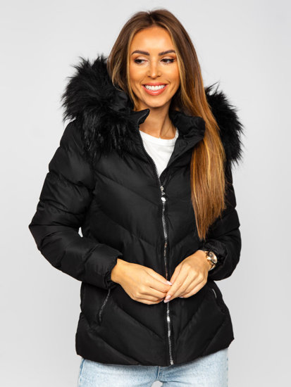 Women's Quilted Winter Jacket with Hood Black Bolf 5M727