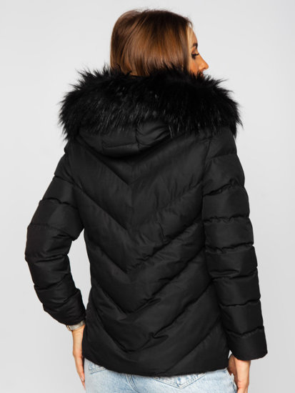 Women's Quilted Winter Jacket with Hood Black Bolf 5M727