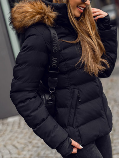 Women's Quilted Winter Jacket with Hood Black Bolf 5M768