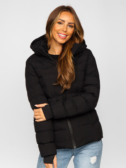 Women's Quilted Winter Jacket with Hood Black Bolf 5M769