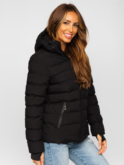 Women's Quilted Winter Jacket with Hood Black Bolf 5M769