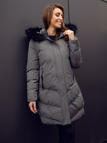 Women's Quilted Winter Jacket with Hood Graphite Bolf 23071