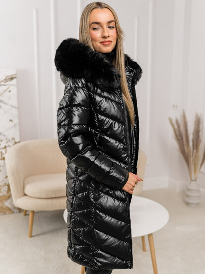 Women's Quilted Winter Jacket with hood Black Bolf 16M9100