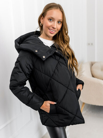 Women's Quilted Winter Jacket with hood Black Bolf 5M3175A1