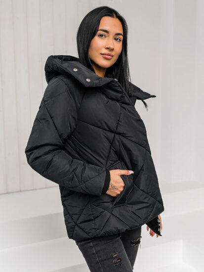 Women's Quilted Winter Jacket with hood Black Bolf 5M3175A3