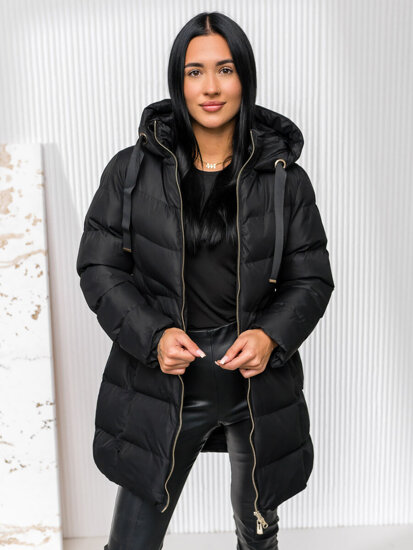 Women's Quilted Winter Jacket with hood Black Bolf 5M3231