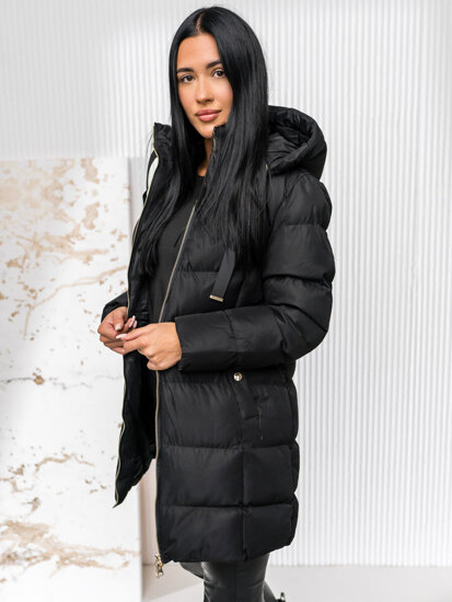 Women's Quilted Winter Jacket with hood Black Bolf 5M3231