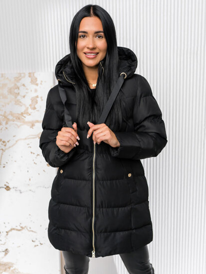 Women's Quilted Winter Jacket with hood Black Bolf 5M3231