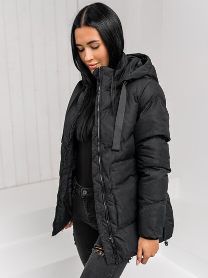 Women's Quilted Winter Jacket with hood Black Bolf 5M3251