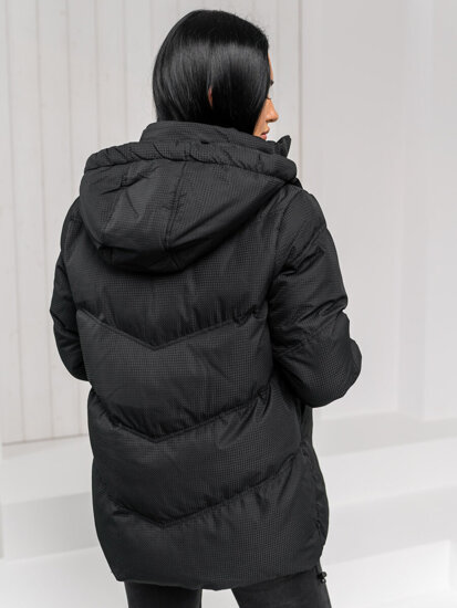 Women's Quilted Winter Jacket with hood Black Bolf 5M3251