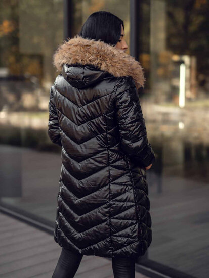 Women's Quilted Winter Jacket with hood Black-Brown Bolf 16M9100A2