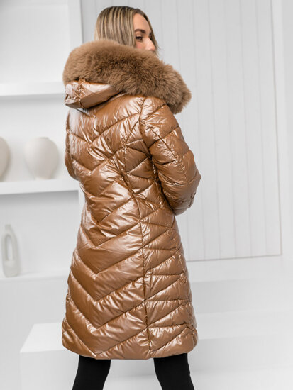 Women's Quilted Winter Jacket with hood Camel Bolf 16M9100