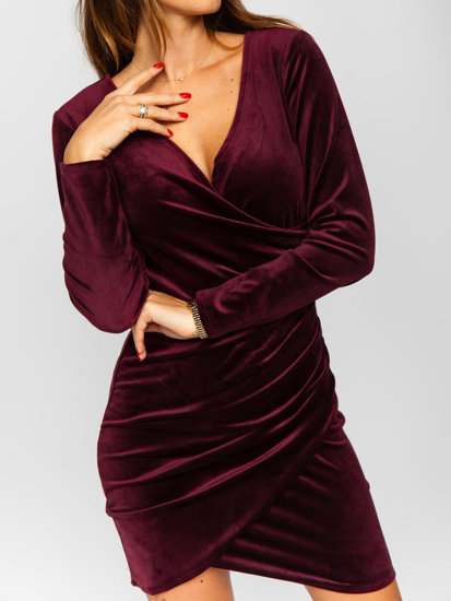 Women's Ruffled Velour Dress Claret Bolf 880