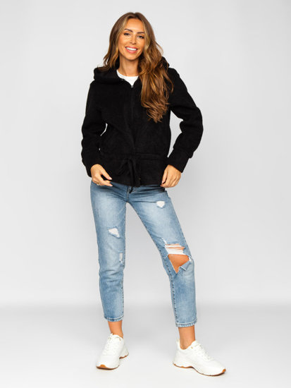 Women's Short Coat Jacket with Hood Black Bolf 9320