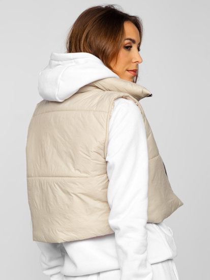 Women's Short Quilted Gilet Beige Bolf 82330