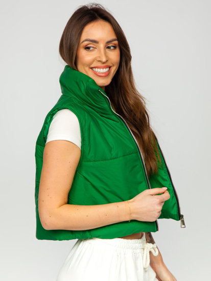 Women's Short Quilted Gilet Green Bolf 82330