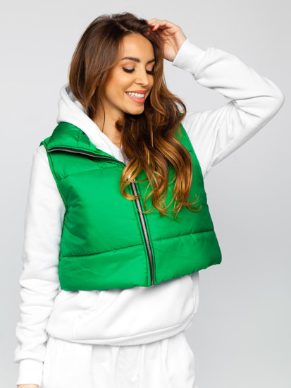 Women's Short Quilted Gilet Green Bolf 82330