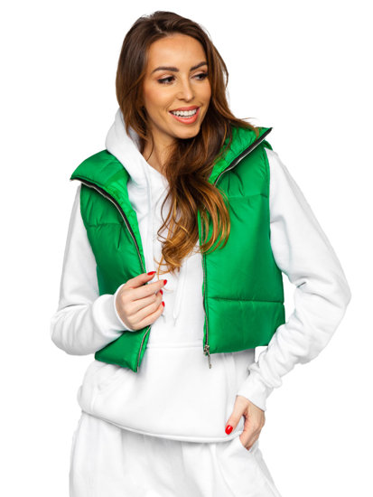 Women's Short Quilted Gilet Green Bolf 82330