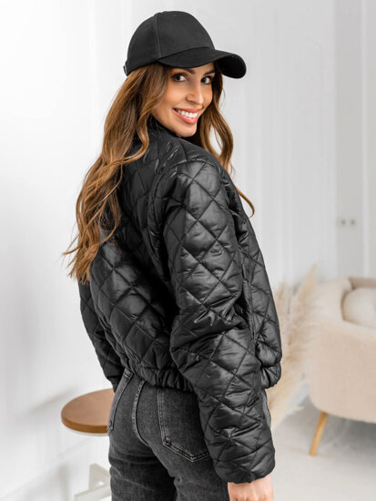 Women's Short Quilted Lightweight Jacket Black Bolf 82646