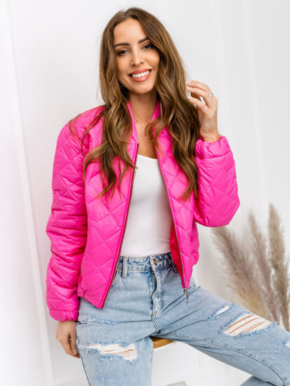 Women's Short Quilted Lightweight Jacket Pink Bolf 82646