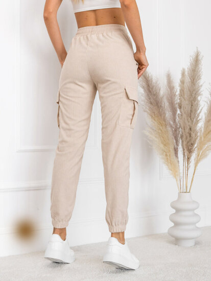 Women’s Striped Cargo Joggers Beige Bolf W7861