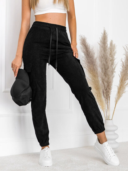 Women’s Striped Cargo Joggers Black Bolf W7861