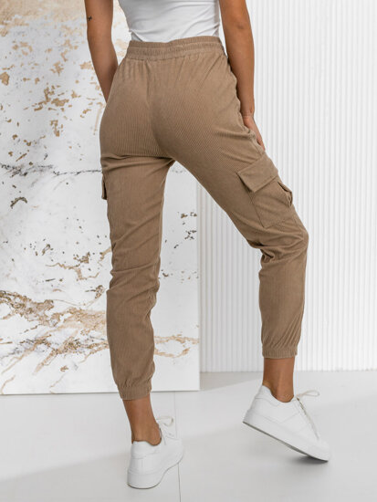 Women’s Striped Cargo Joggers Brown Bolf W7860