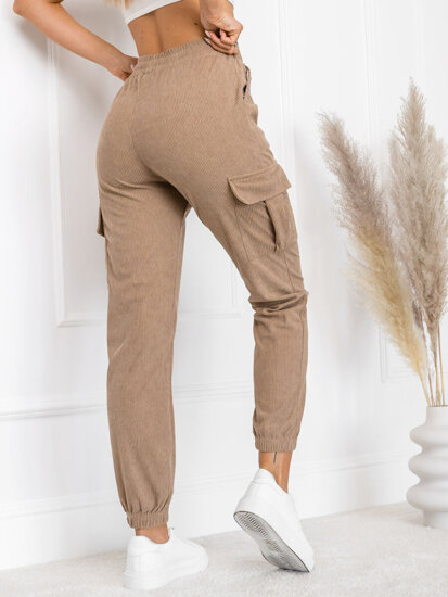 Women’s Striped Cargo Joggers Brown Bolf W7861