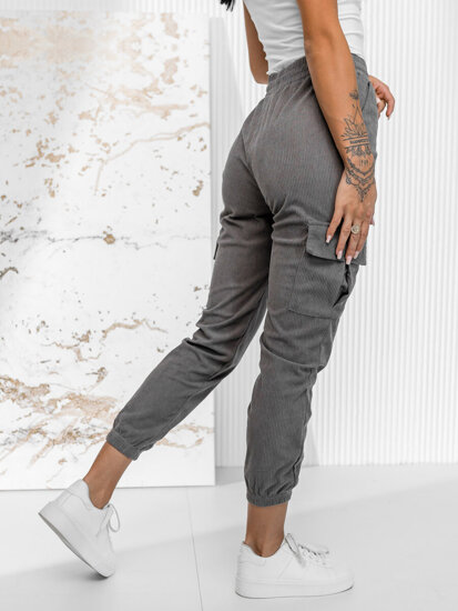 Women’s Striped Cargo Joggers Grey Bolf W7860