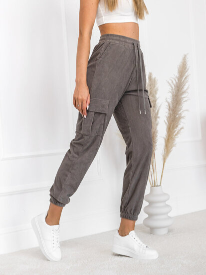 Women’s Striped Cargo Joggers Grey Bolf W7861