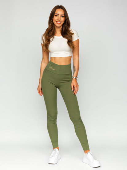 Women's Striped Leggings Khaki Bolf W7501