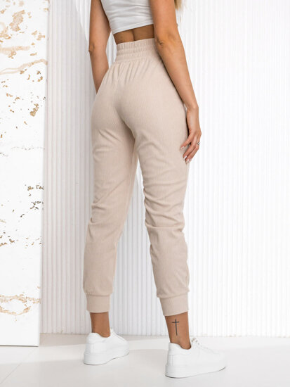 Women’s Striped Sweatpants Beige Bolf W7863