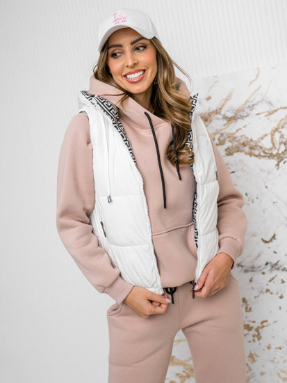 Women's Thick Quilted Gilet with hood White Bolf 16M9091