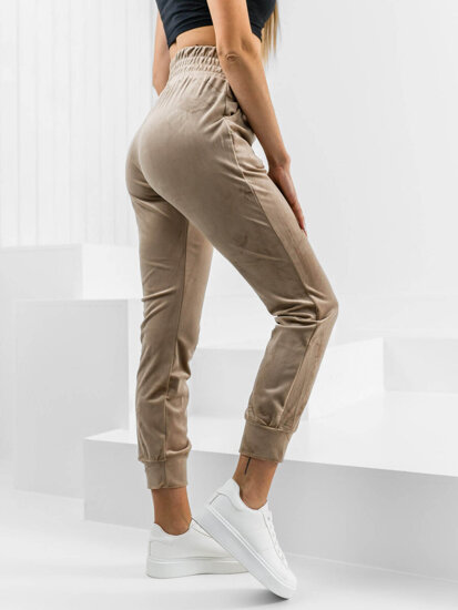 Women's Velour Sweatpants Beige Bolf W7685