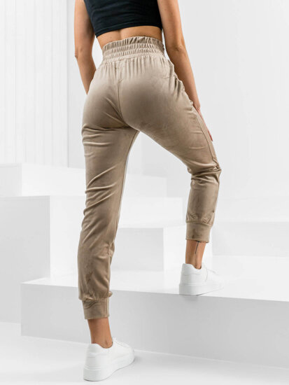 Women's Velour Sweatpants Beige Bolf W7685