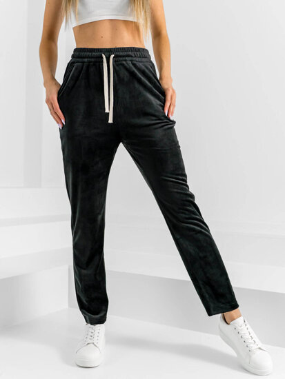 Women's Velour Sweatpants Black Bolf W7626