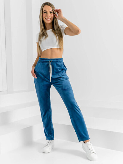 Women's Velour Sweatpants Blue Bolf W7626