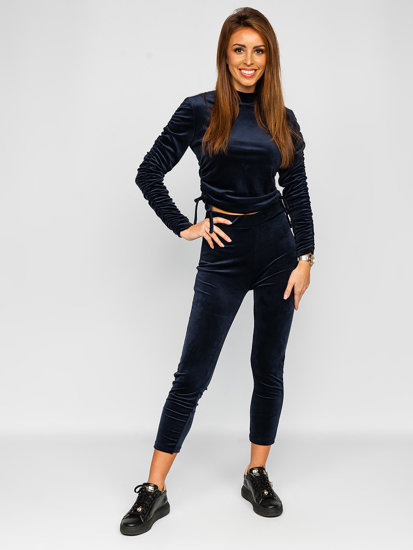 Women's Velour Tracksuit Navy Blue Bolf 7511