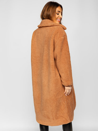 Women's Warm Longline Winter Coat Camel Bolf AN105A