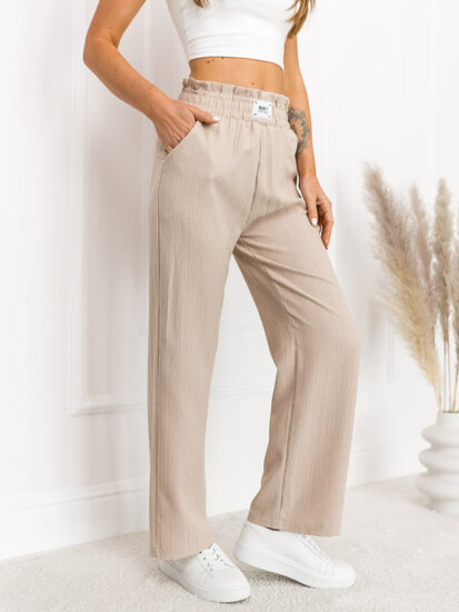 Women’s Wide Leg Pants Beige Bolf W7961