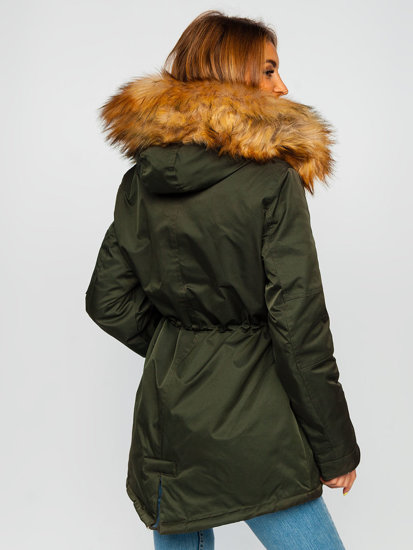 Women's Winter Hooded Parka Jacket Khaki Bolf B532