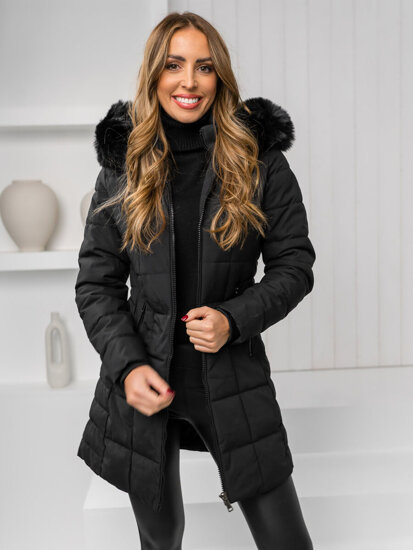 Women's Winter Jacket with furry hood Black Bolf 16M9119